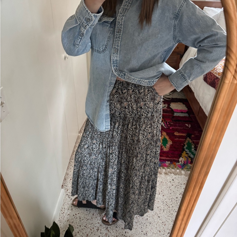 Z Supply Black and Cream Patterned Skirt